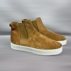 Vince Warren Suede Shearling Water Repellent High Top Slip-On Booties Tan Sz 11